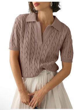 Cable Knit Polo Sweater